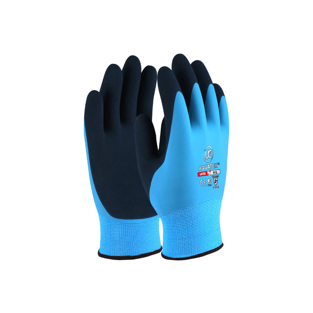 Aquatek Dual Coated Water Resistant Latex Gloves (10 Pack)