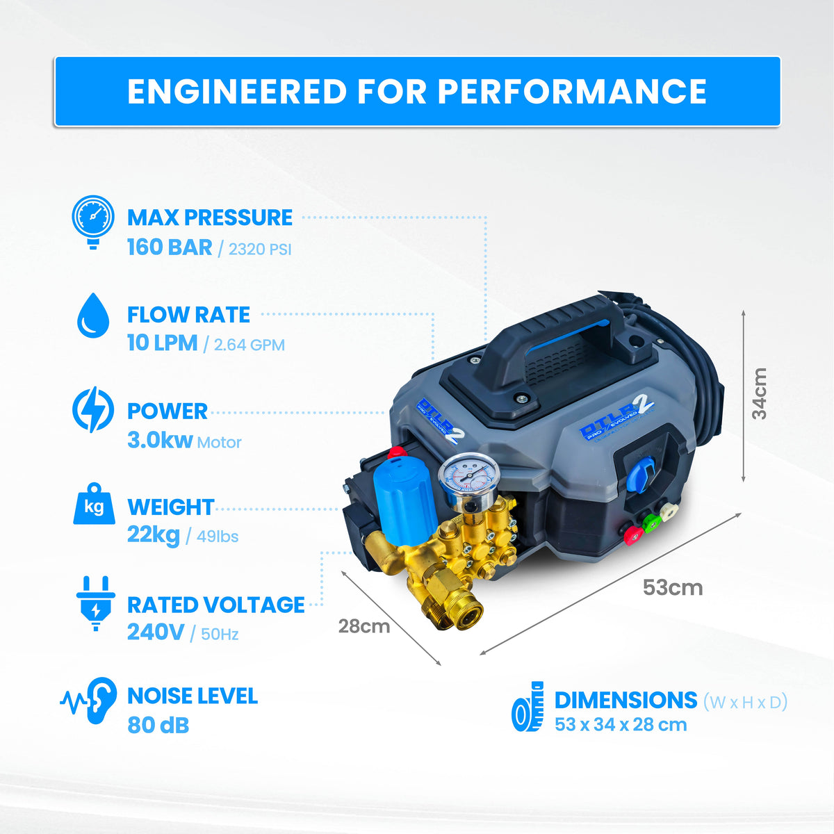 Kiam® DTLR 2 Pro® Electric Pressure Washer 160 Bar 10 LPM