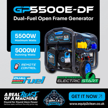Gorilla Power 5500W Dual-Fuel Generator with Electric Start - GP5500E-DF  – Reliable & Fuel Efficient