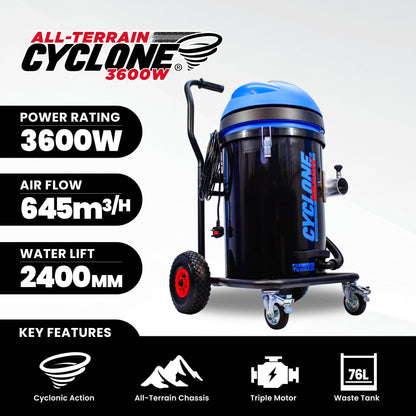 Kiam CYCLONE® All Terrain Gutter Vacuum System 3600W 76L Polypropylene (Black)