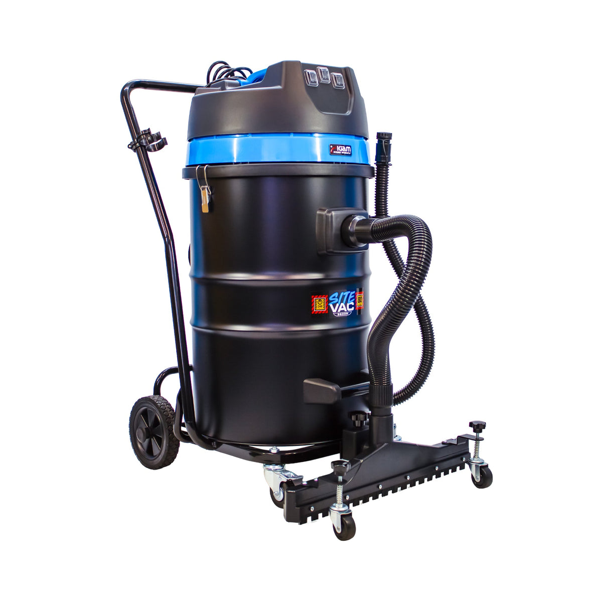 SiteVac® KV80-3F – Triple Motor Warehouse Vacuum (3600W) with Front-Mounted Squeegee