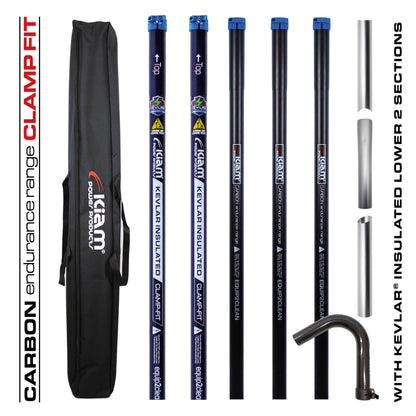 Clamped Carbon Fibre Gutter Vacuum Pole Kits (51mm Diameter) 20ft-40ft