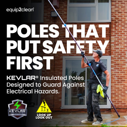 Aquaspray® Venom 40ft 100% Carbon Kevlar Insulated Waterfed Window Cleaning Pole 8-Section