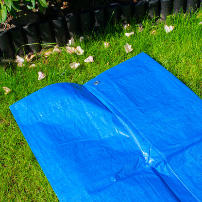 Blue S-Grade Tarpaulin with 10m of 6mm Bungee Rope and 10 x Screw Type Tarp Clips
